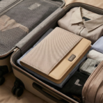 ⁦بورتفوليو O-B5 الاحترافي | قماش عالي الجودة بلمسة معدنية أنيقة، يضم مفكرة ورق كرافت 100 ورقة⁩ - الصورة ⁦2⁩