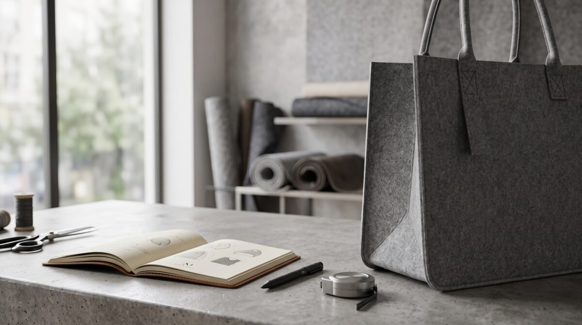 FELTY BAG Grey | Felt Tote with Structured Design - Image 9